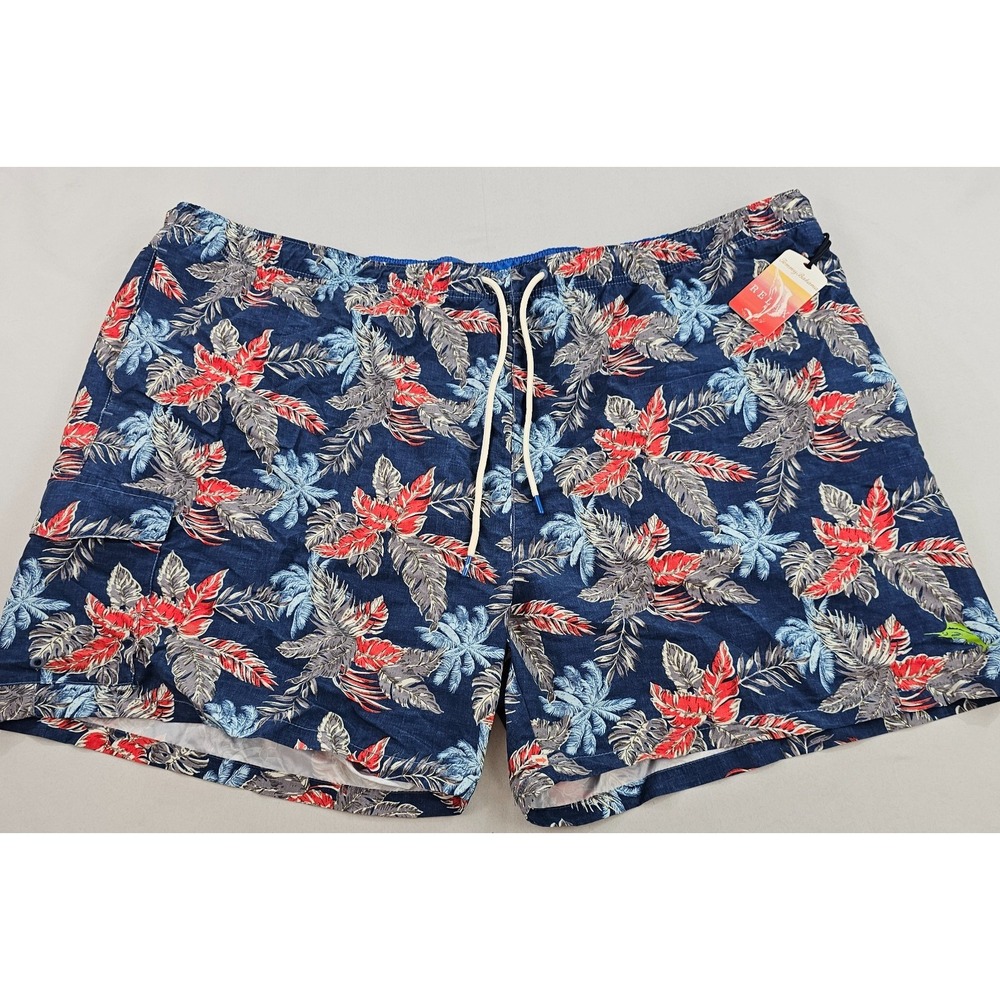 Tommy Bahama Relax Mens Swim Trunks 4XLB Navy Red Floral Pockets Big & Tall